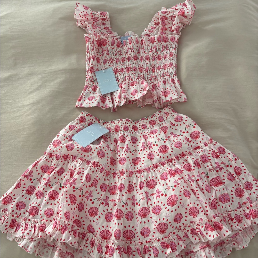 Hill House Pink and White Ruffled Set